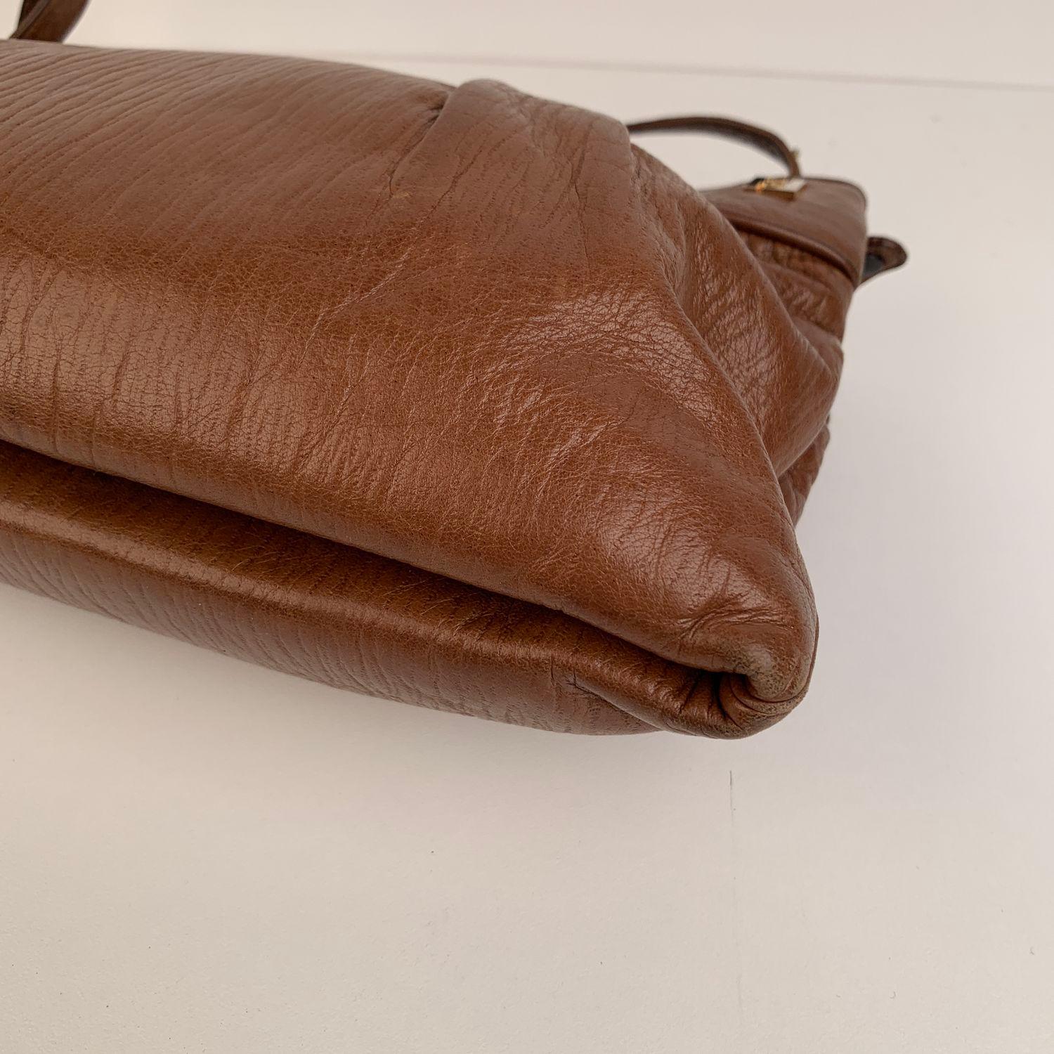 Fendi Vintage Brown Leather Convertible Crossbody Bag 4