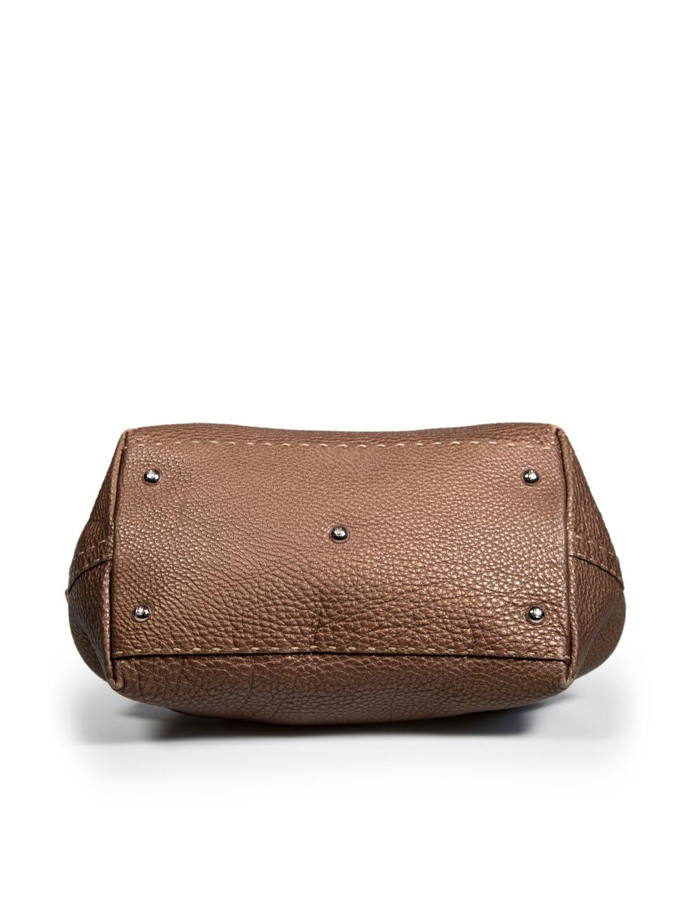 Women's Fendi Vintage Brown Leather Handbag For Sale