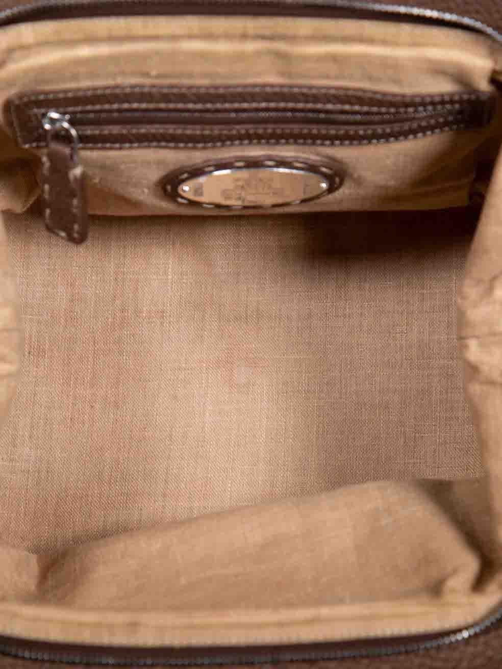Fendi Vintage Brown Lederhandtasche im Angebot 1