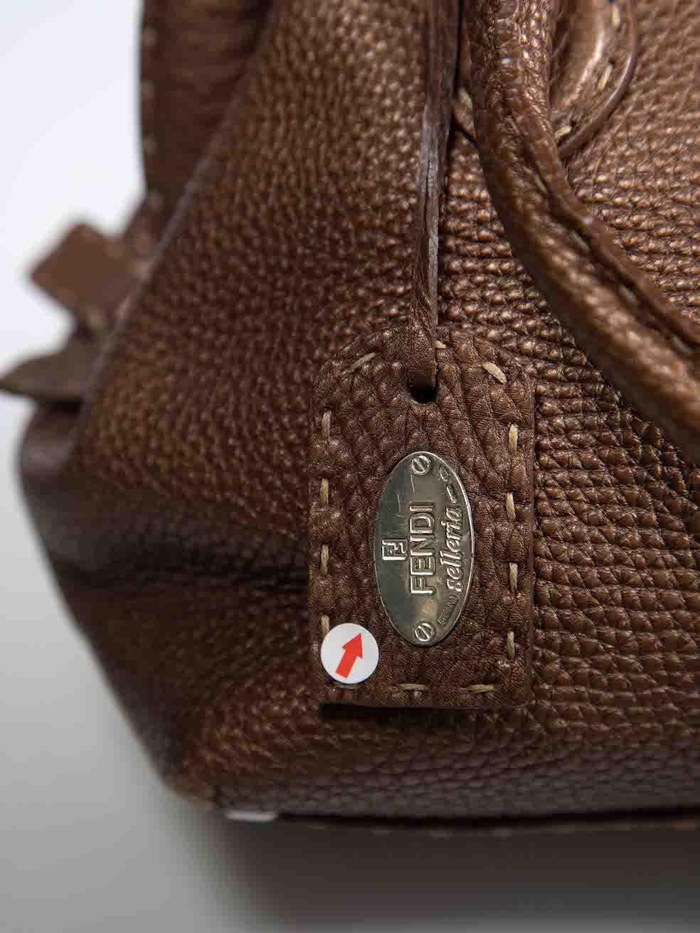 Fendi Vintage Brown Leather Handbag For Sale 2
