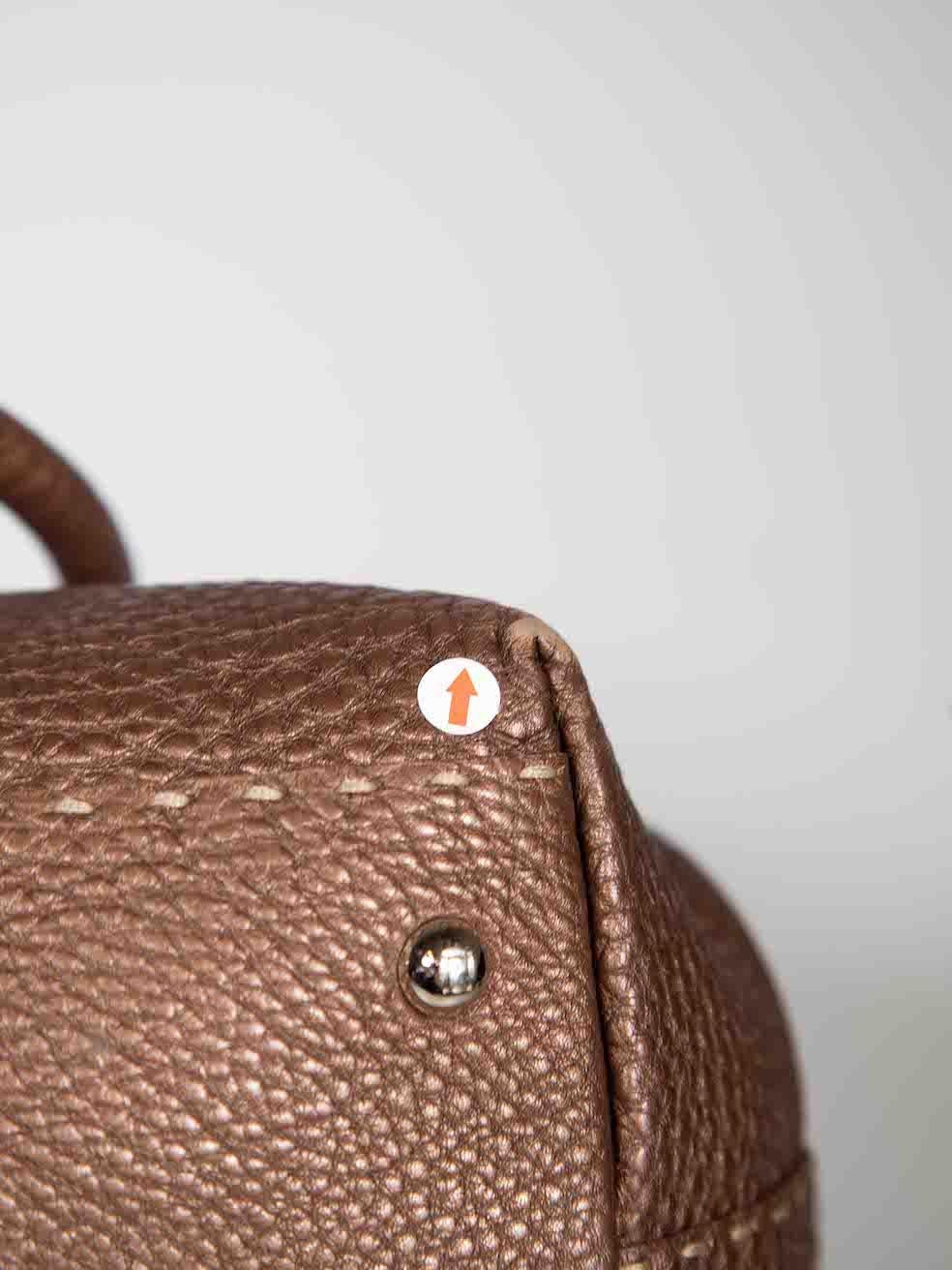 Fendi Vintage Brown Leather Handbag For Sale 4