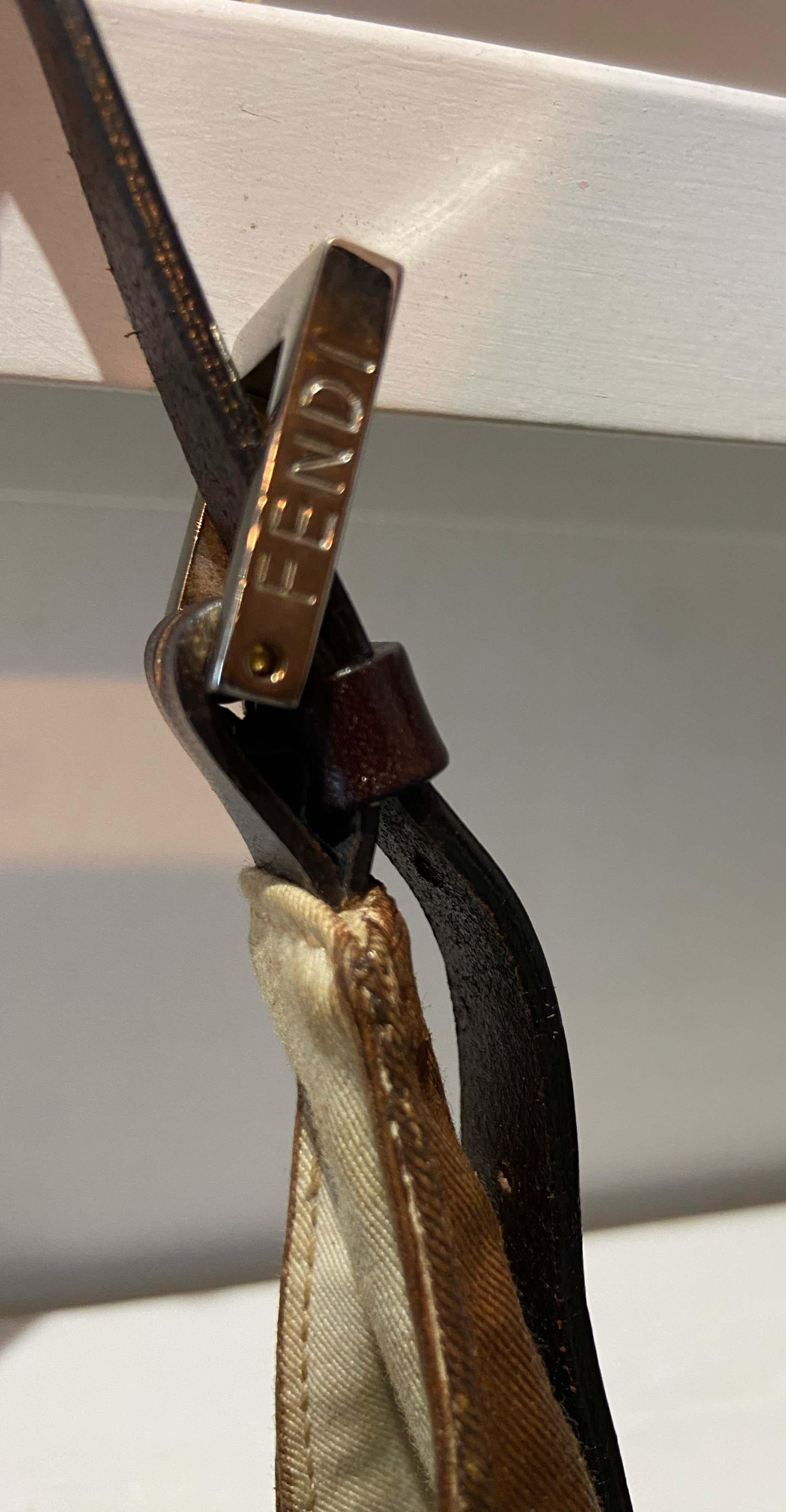 Fendi Vintage Brown Leather Shoulder Bag In Excellent Condition In London, GB