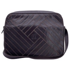 Fendi Vintage Brown Leather Stitching Messenger Bag