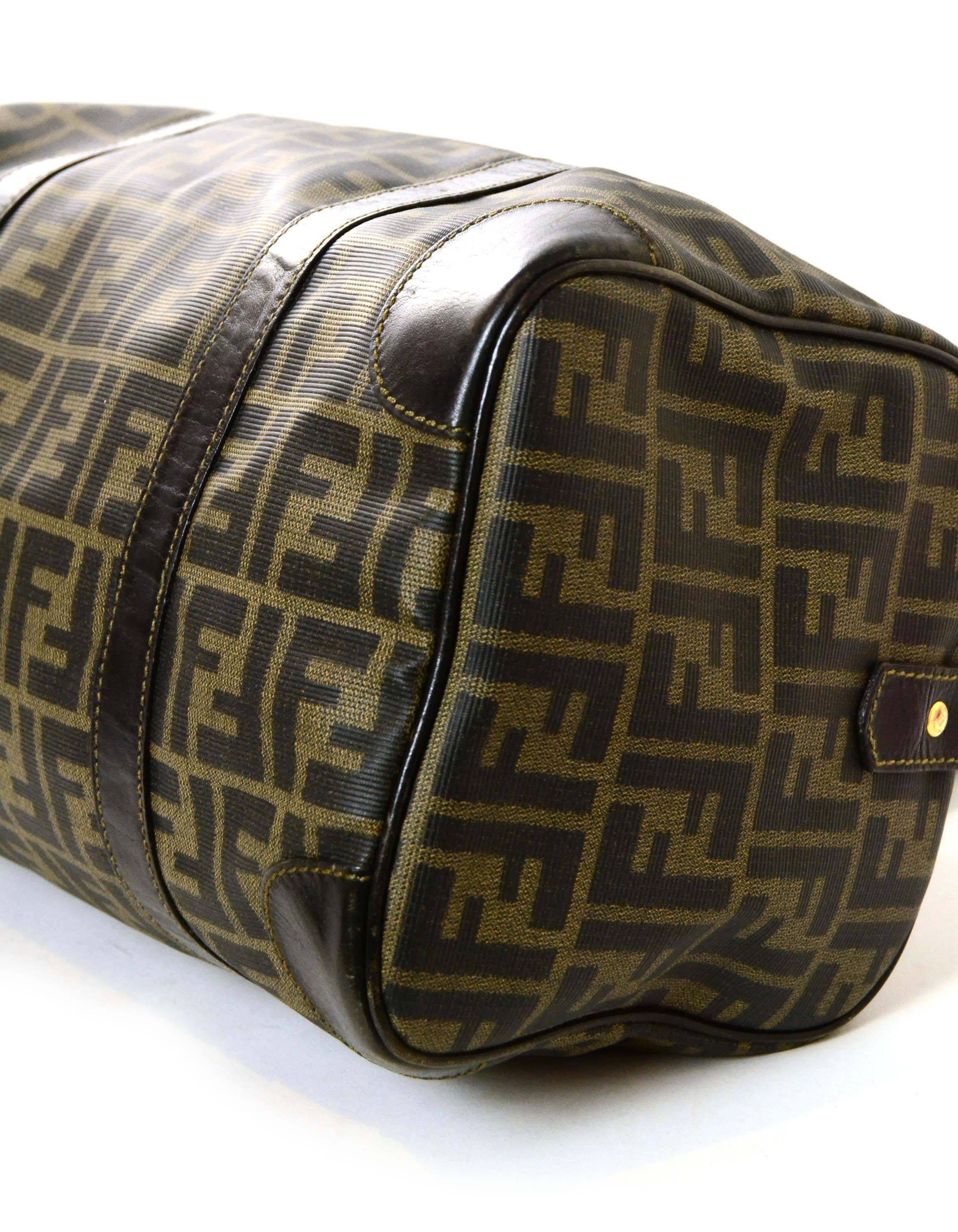 Fendi Vintage Brown Monogram Coated Canvas Boston Bag In Good Condition In New York, NY