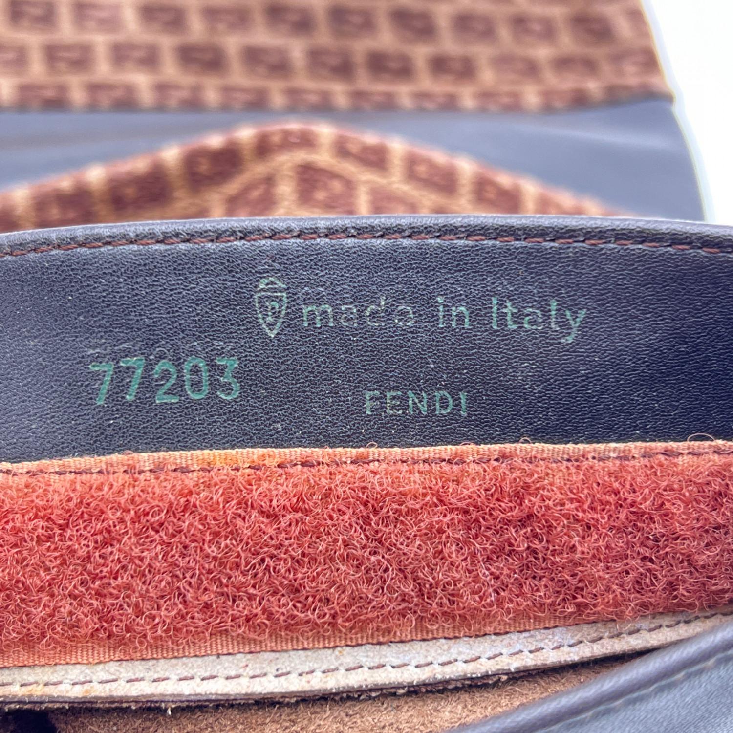 Fendi Vintage Brown Monogram Suede and Leather Slippers Case In Good Condition In Rome, Rome