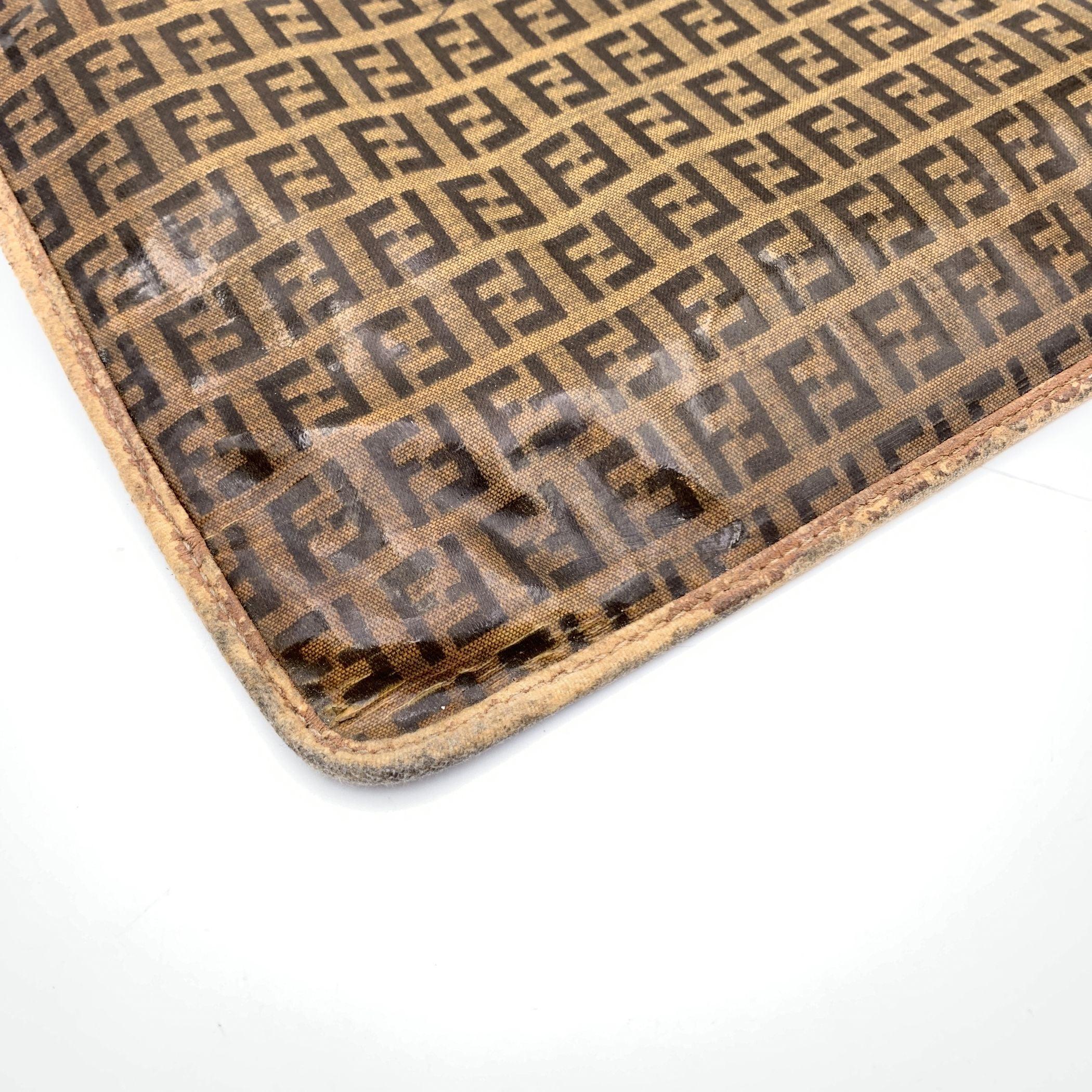 Fendi Vintage Brown Monogram Vinyl Canvas Portfolio Clutch Bag 1