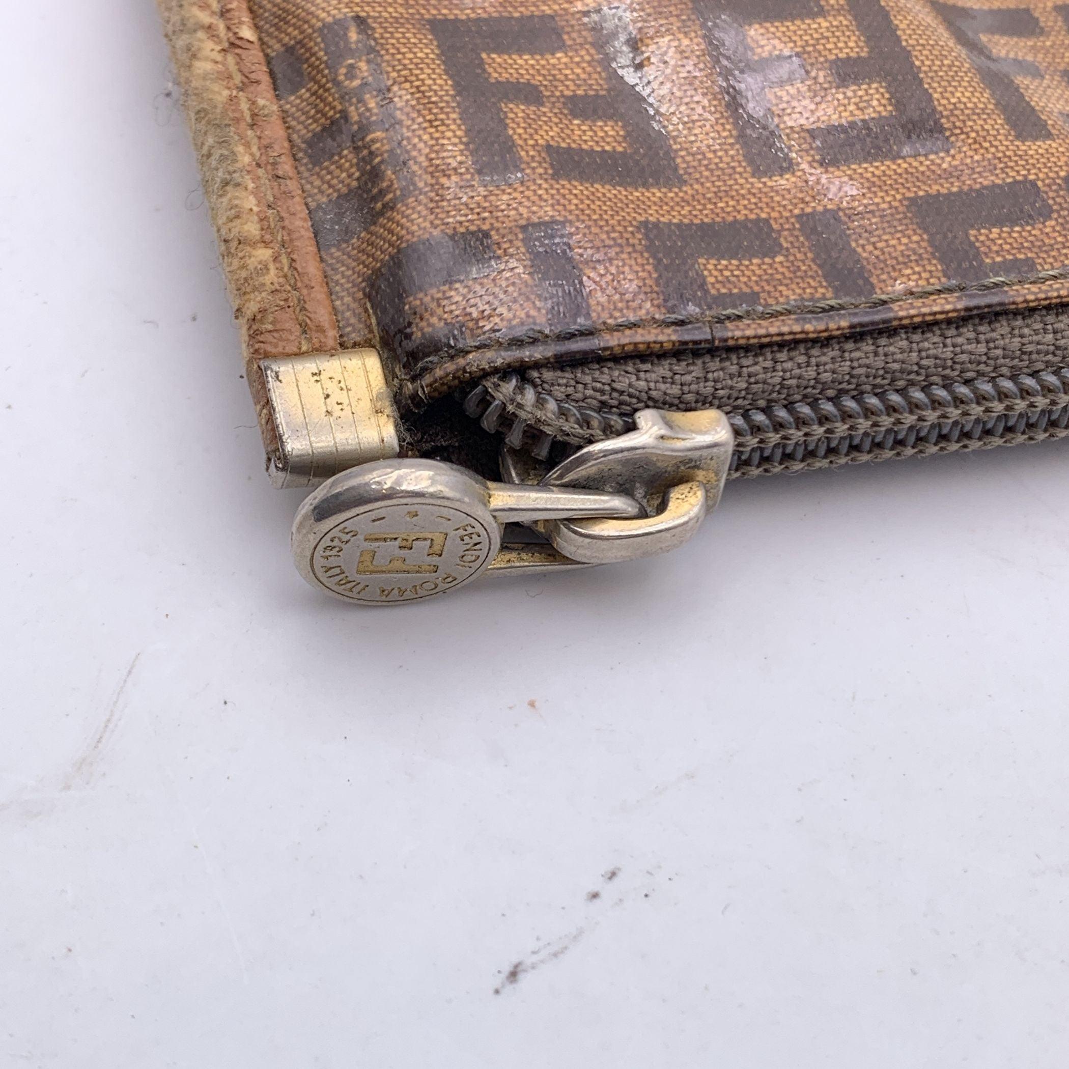 Fendi Vintage Brown Monogram Vinyl Canvas Portfolio Clutch Bag 2