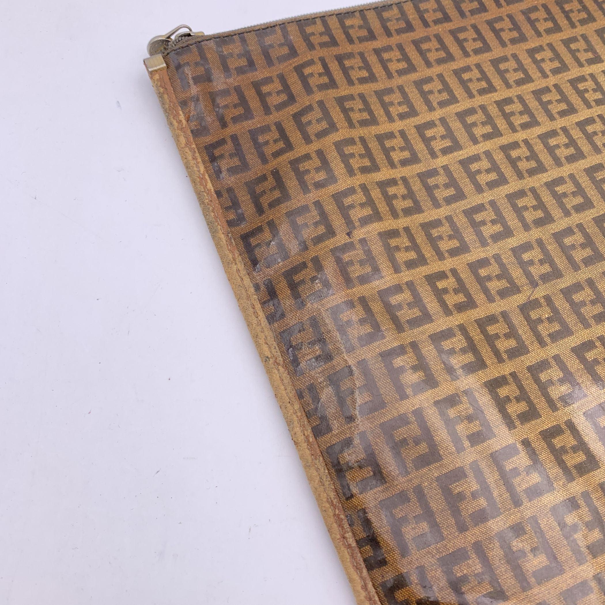 Fendi Vintage Brown Monogram Vinyl Canvas Portfolio Clutch Bag 4