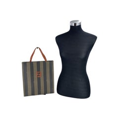 Fendi Vintage Brown Pequin Canvas 2 Way Tote Bag Backpack