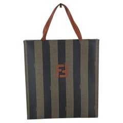 Fendi Vintage Brown Pequin Canvas 2 Way Tote Bag Backpack