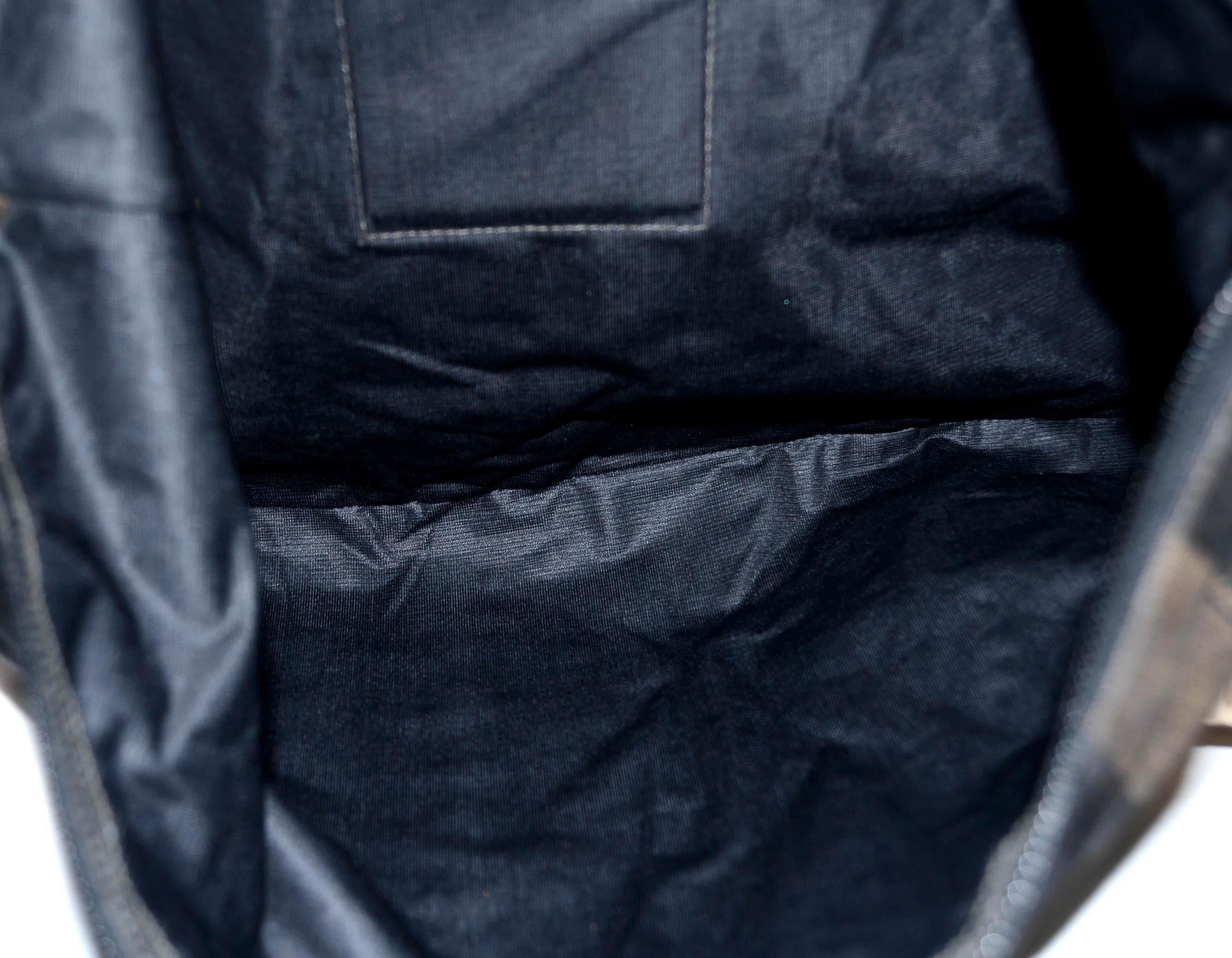 Fendi Vintage Brown Pequin Striped XL Zip Top Pouch Clutch Bag 2