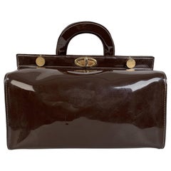 Fendi Vintage Brown Vinyl Doctor Bag Satchel Handbag