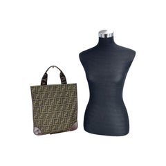 Fendi Vintage Brown Zucca Canvas Foldable 2 Way Tote Bag Handbag