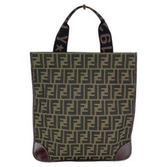 Fendi Vintage Brown Zucca Canvas Foldable 2 Way Tote Bag Handbag