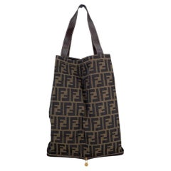 Fendi Vintage Brown Zucca Canvas Foldable Packable Tote Shopping Bag
