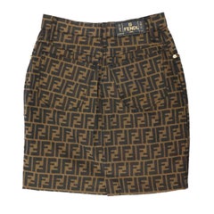 Fendi Vintage Brown Zucca Skirt