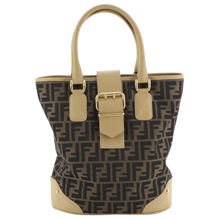 Fendi Vintage Buckle Bucket Bag Zucca Canvas Medium at 1stDibs