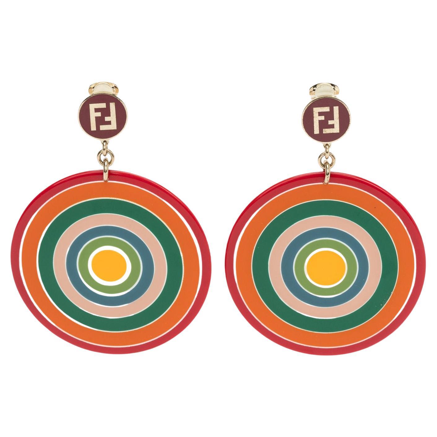 Pendientes de clip Fendi Vintage Borgoña en venta
