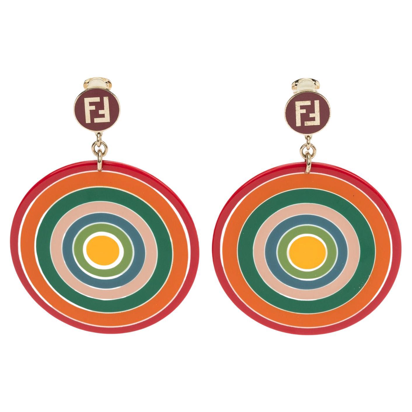 Fendi Vintage Burgundy Clip Earrings For Sale