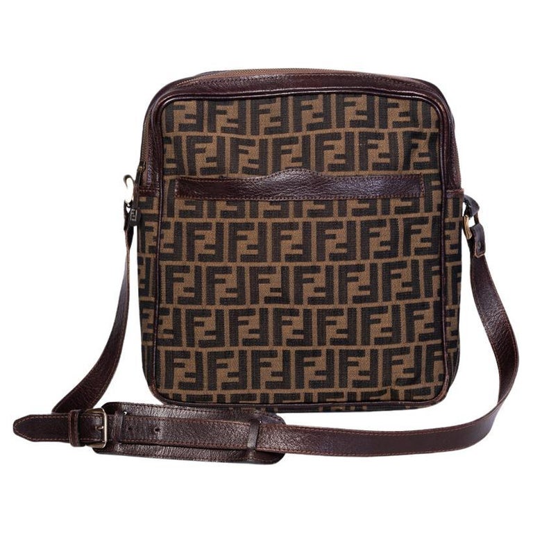 Fendi Flap Messenger Bag Zucca Coated Canvas Small at 1stDibs