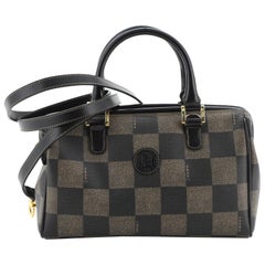 Fendi Vintage Convertible Boston Bag Check Print Canvas Mini