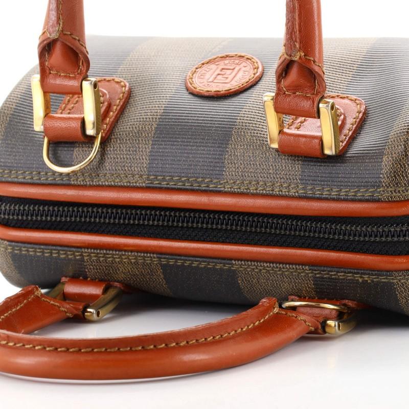 Brown Fendi Vintage Convertible Boston Bag Pequin Coated Canvas Micro
