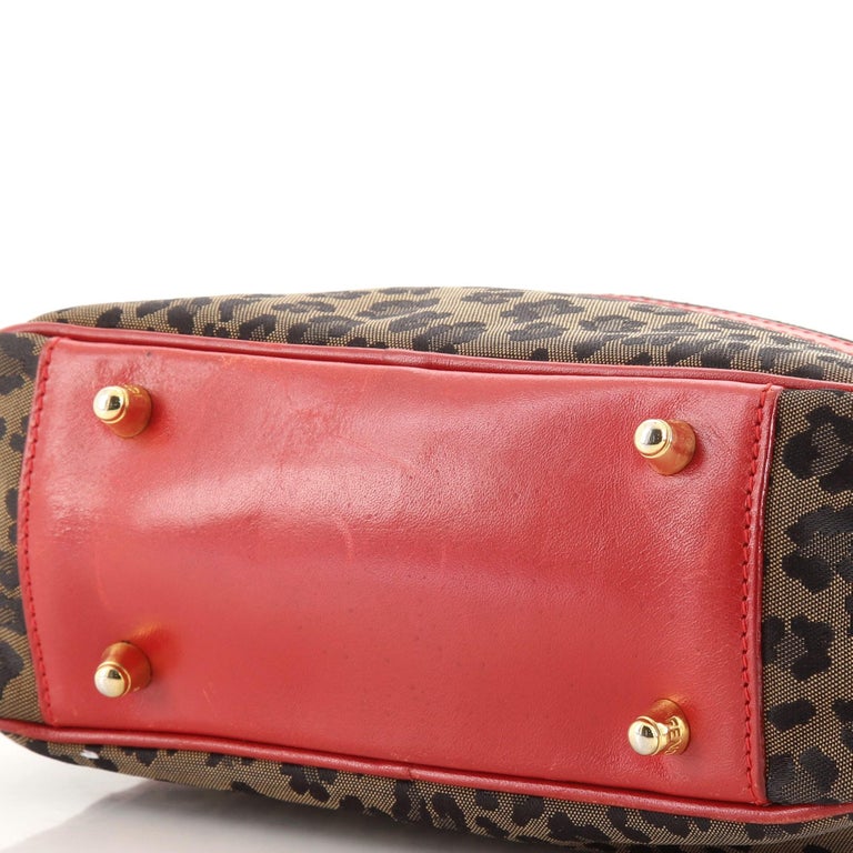 Fendi Vintage Convertible Bowling Bag Leopard Print Jacquard Small at 1stDibs