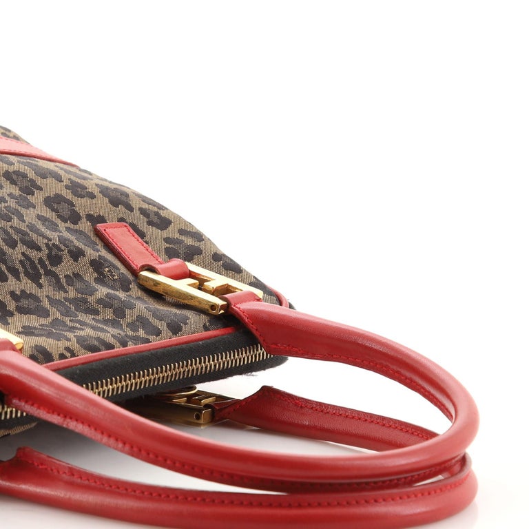Fendi Vintage Convertible Bowling Bag Leopard Print Jacquard Small at 1stDibs