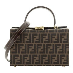 Fendi Vintage Convertible Lock Box Bag Zucca Canvas Medium