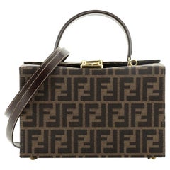 Fendi Vintage Convertible Lock Box Bag Zucca Canvas Medium