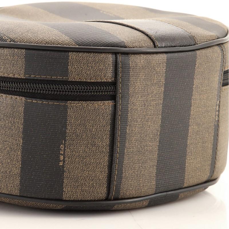 Gray Fendi Vintage Convertible Round Top Handle Bag Pequin Coated Canvas Medium
