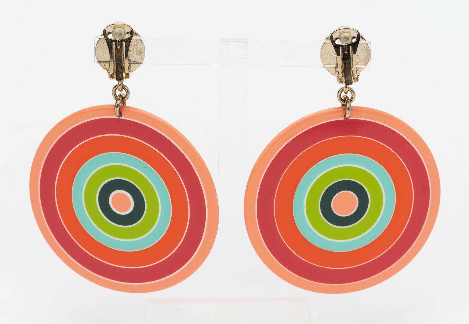 Fendi Roma coral and red clip large dangle earrings. Come with original pouch.
