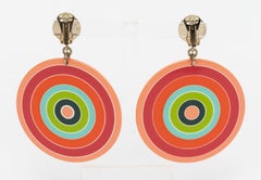 Fendi Vintage Coral Green Clip Earrings