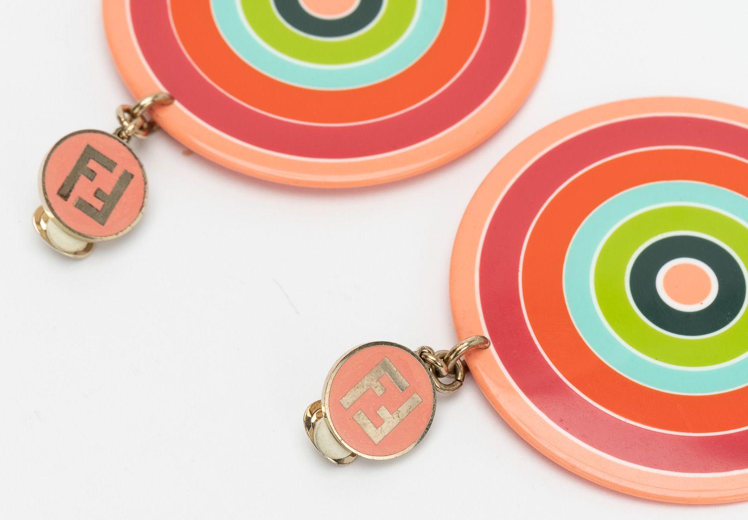 Women's Fendi Vintage Coral Green Clip Earrings For Sale