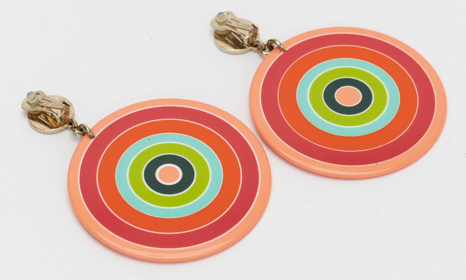 Fendi Vintage Coral Green Clip Earrings For Sale 1