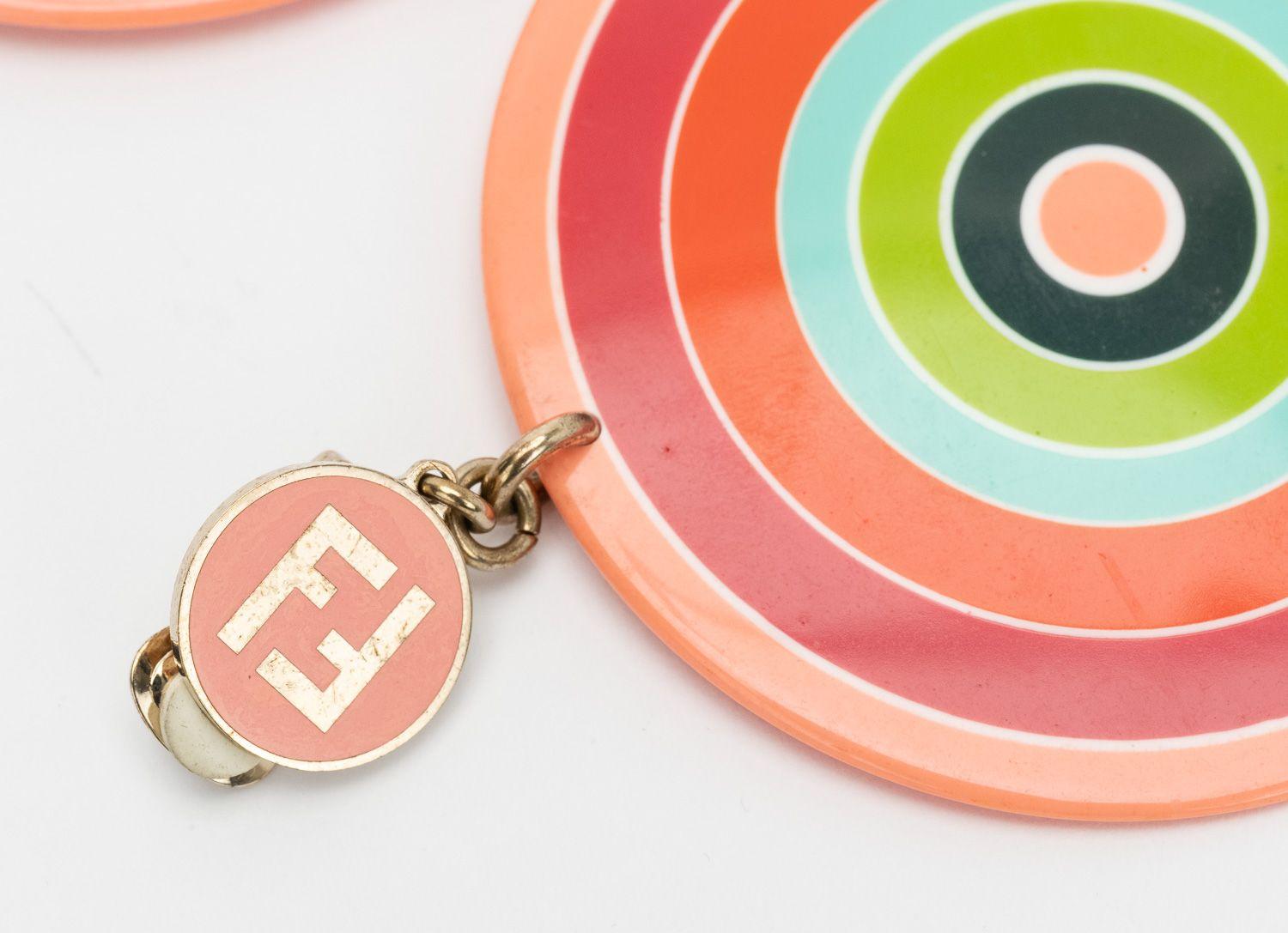 Fendi Vintage Coral Green Clip Earrings For Sale 2
