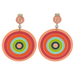 Fendi Vintage Koralle Grüne Clip-Ohrringe