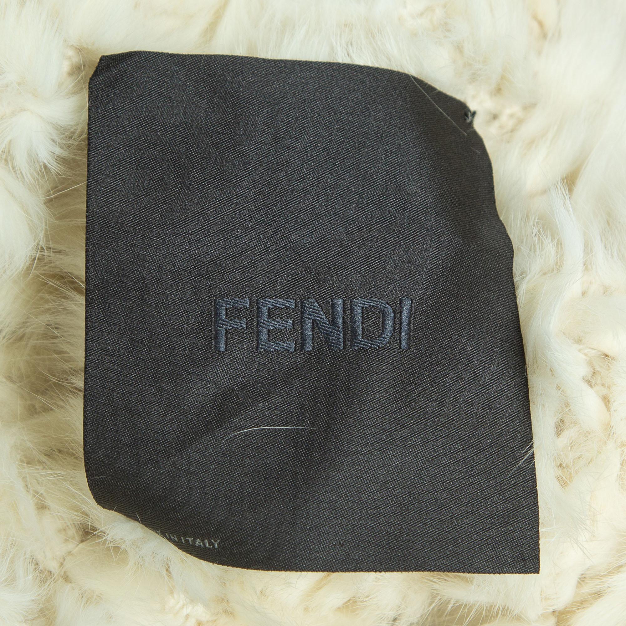 Fendi Vintage Cream Cashmere Fur Mid Length Coat S 1