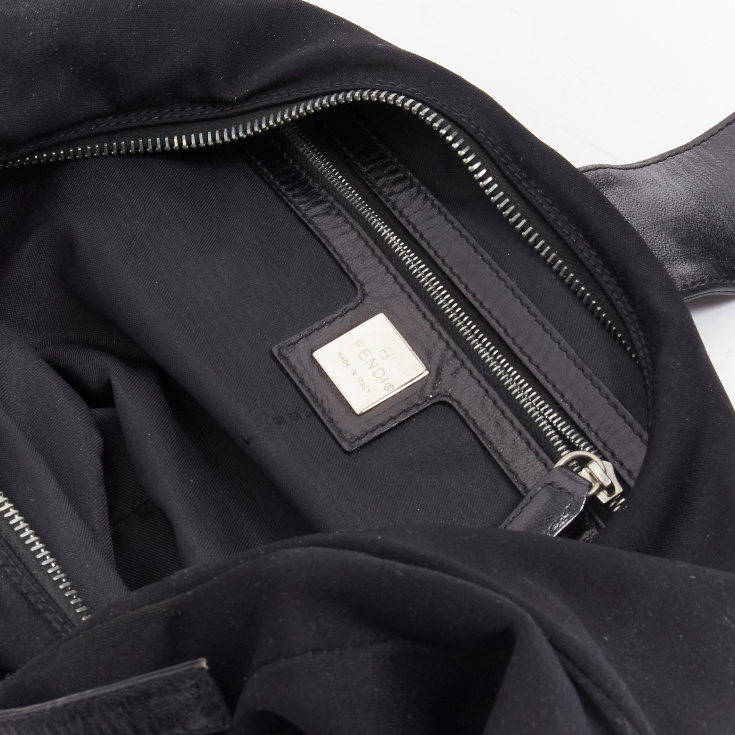 FENDI Vintage Croissant black jersey fabric silver FF logo buckle underarm bag For Sale 7
