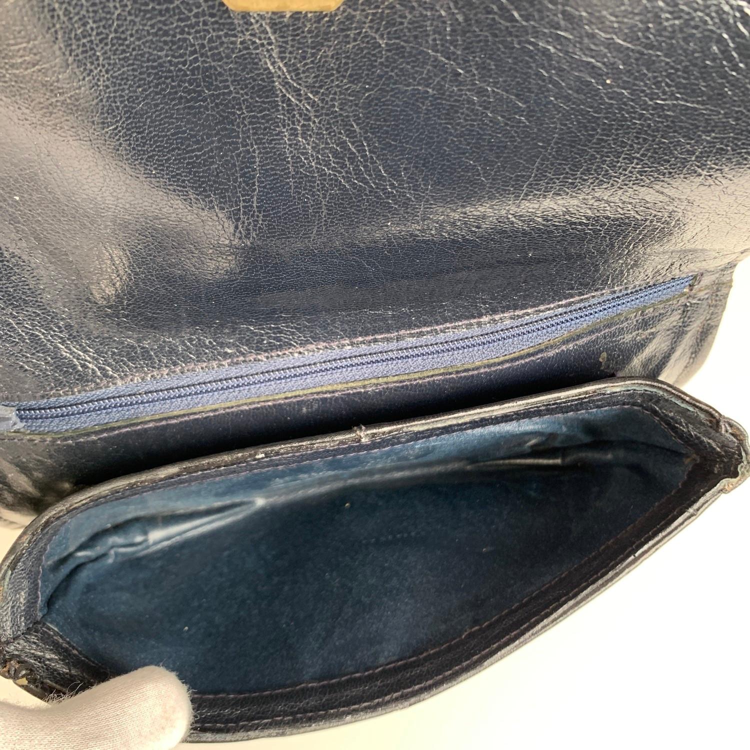 Fendi Vintage Dark Blue Woven Leather Mini Clutch Pouch Wallet 1