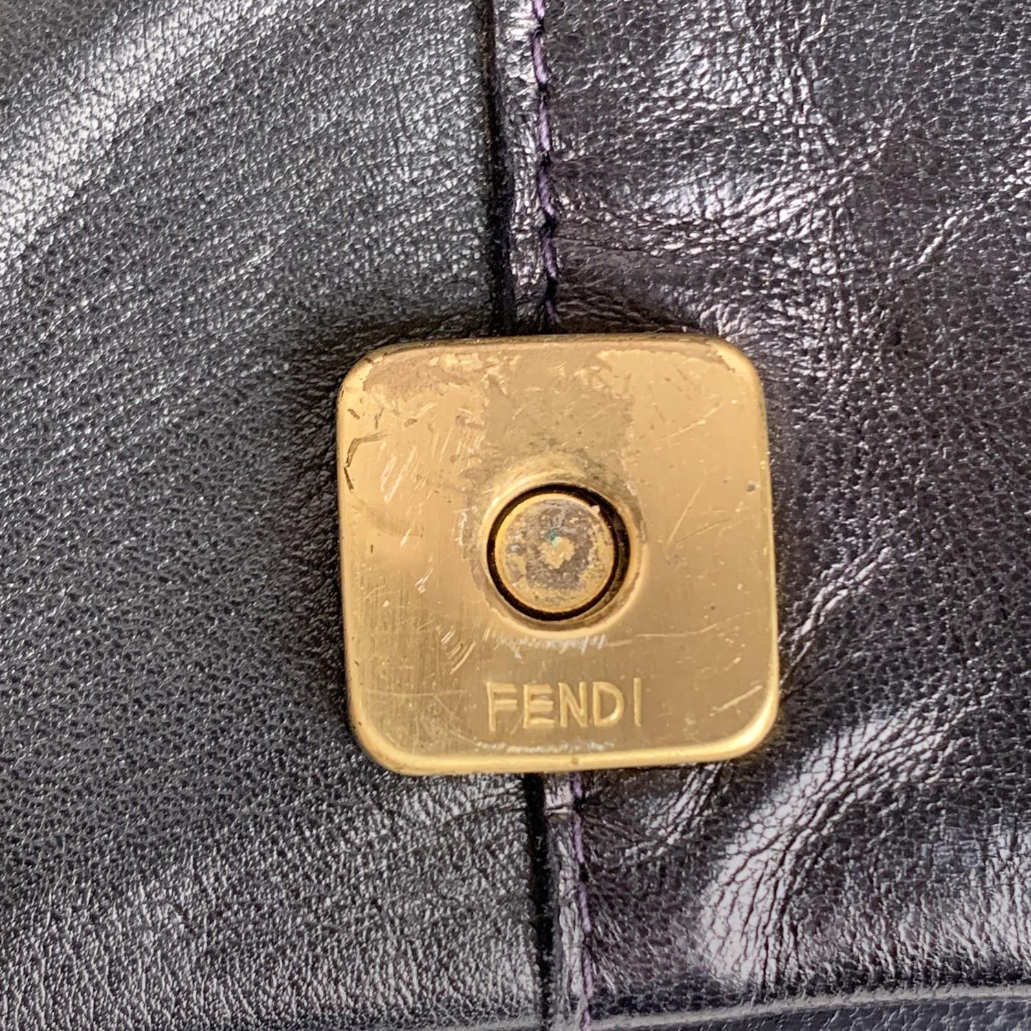 Fendi Vintage Dark Blue Woven Leather Mini Clutch Pouch Wallet 4