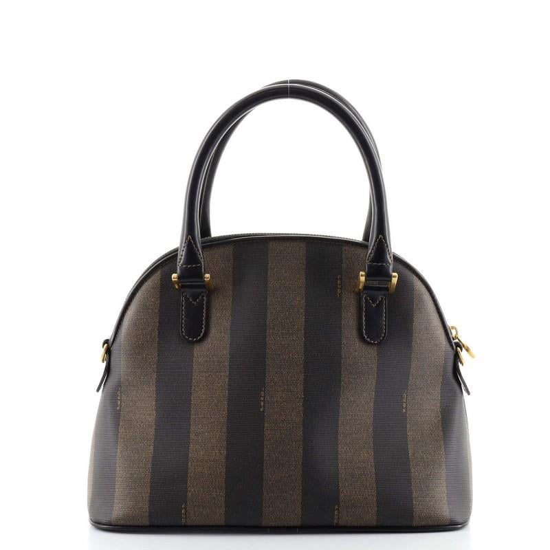 Fendi Vintage Dome Satchel Pequin Coated Canvas Medium In Good Condition In NY, NY