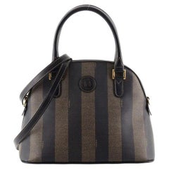 Fendi Vintage Dome Satchel Pequin Coated Canvas Medium
