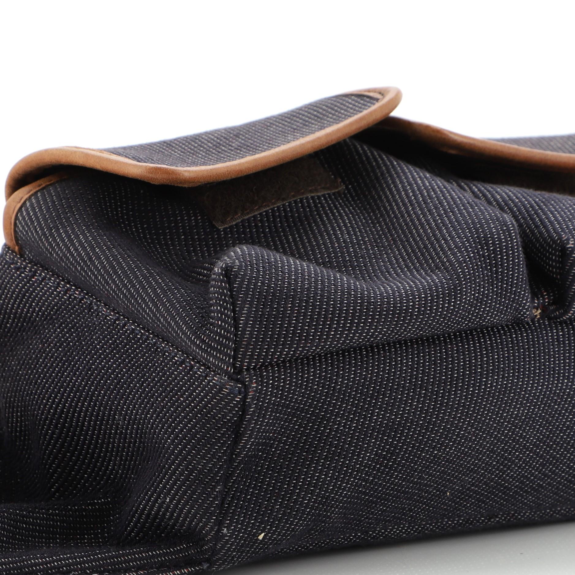 Black  Fendi Vintage Double Pocket Waist Bag Canvas Small