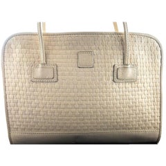 Fendi Vintage Dual Handle Woven Leather Cream Tote