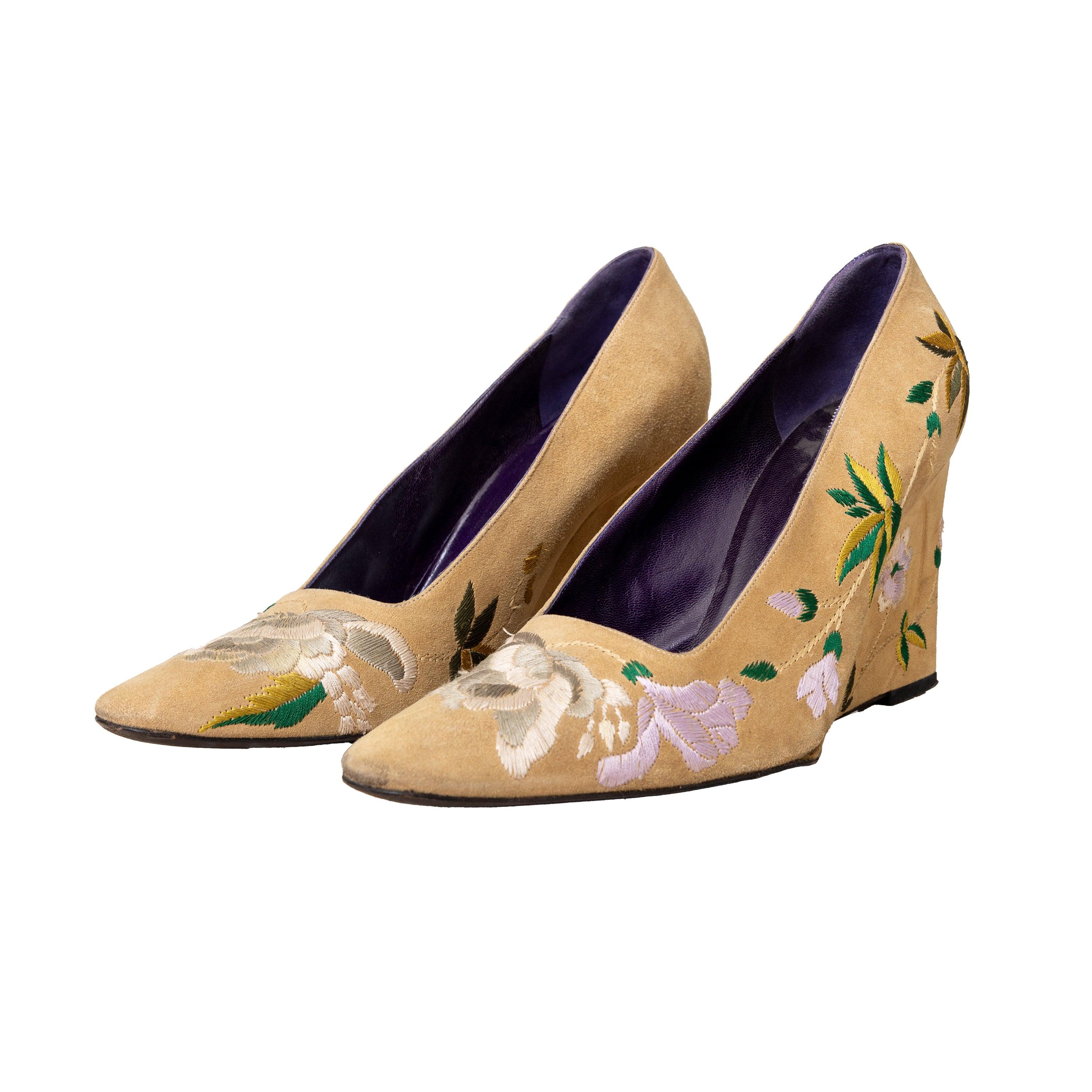 Fendi Vintage Tacones de Cuña Bordados - '00s en Bueno estado para la venta en Milano, IT