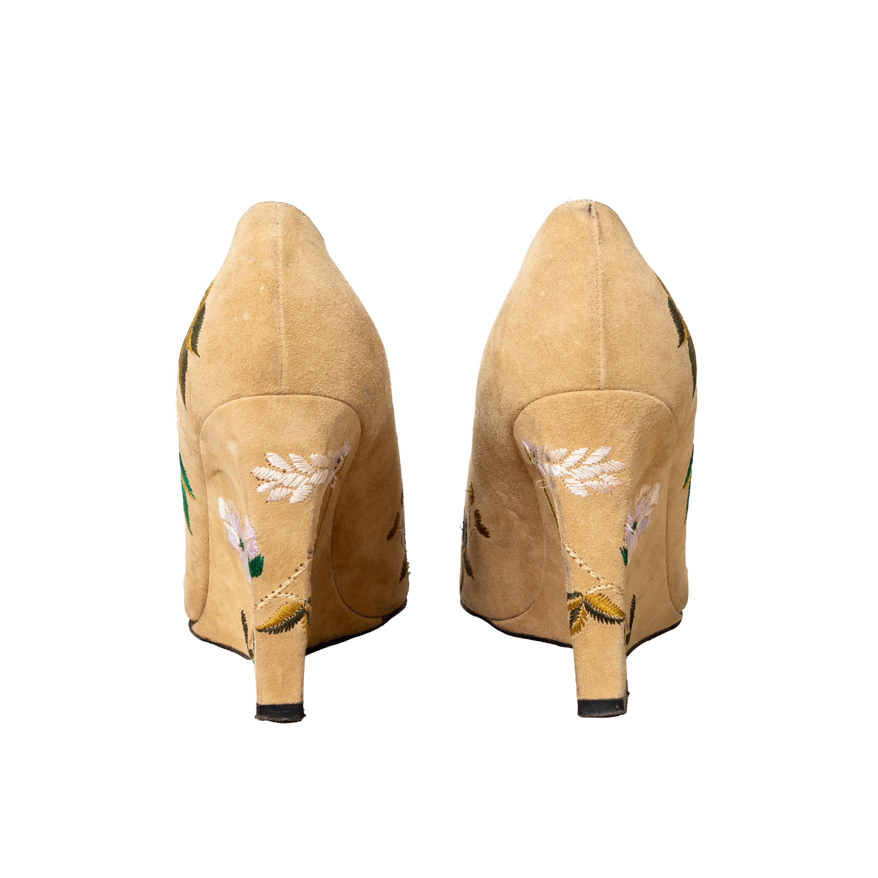 Fendi Vintage Tacones de Cuña Bordados - '00s en venta 1