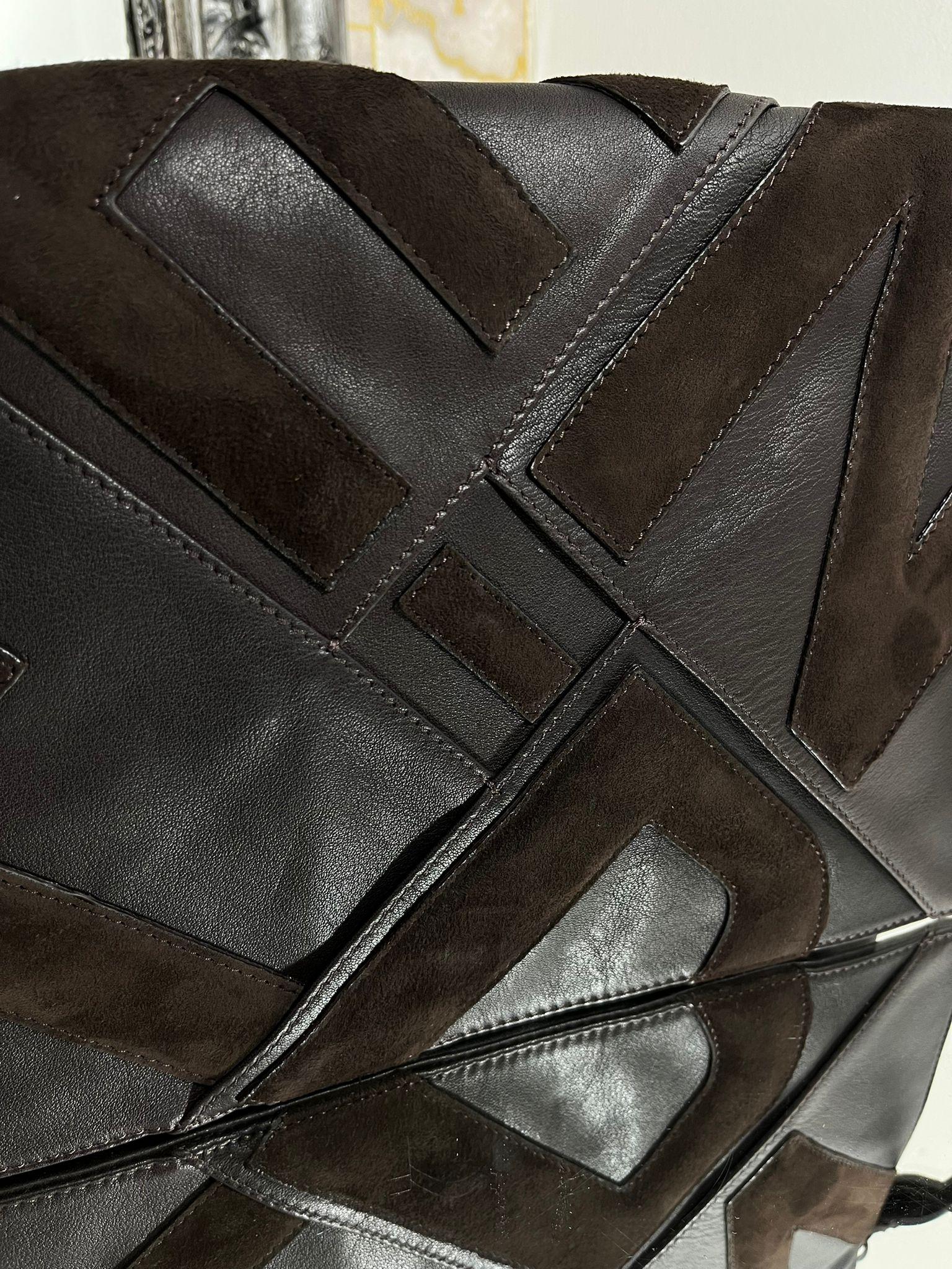 Black Fendi Vintage 'Fendi' Logo Leather Bag For Sale