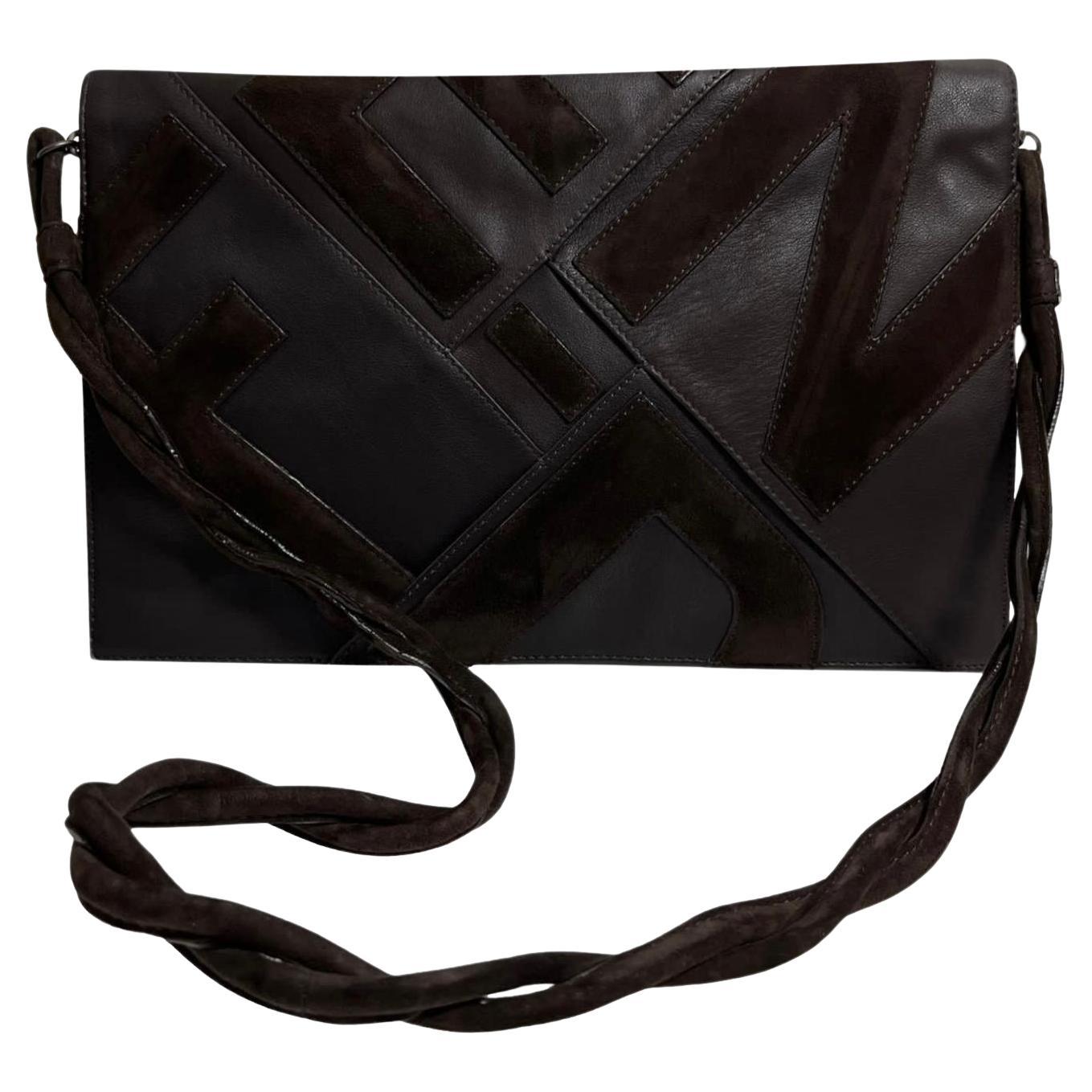 Fendi Vintage 'Fendi' Logo Leather Bag For Sale