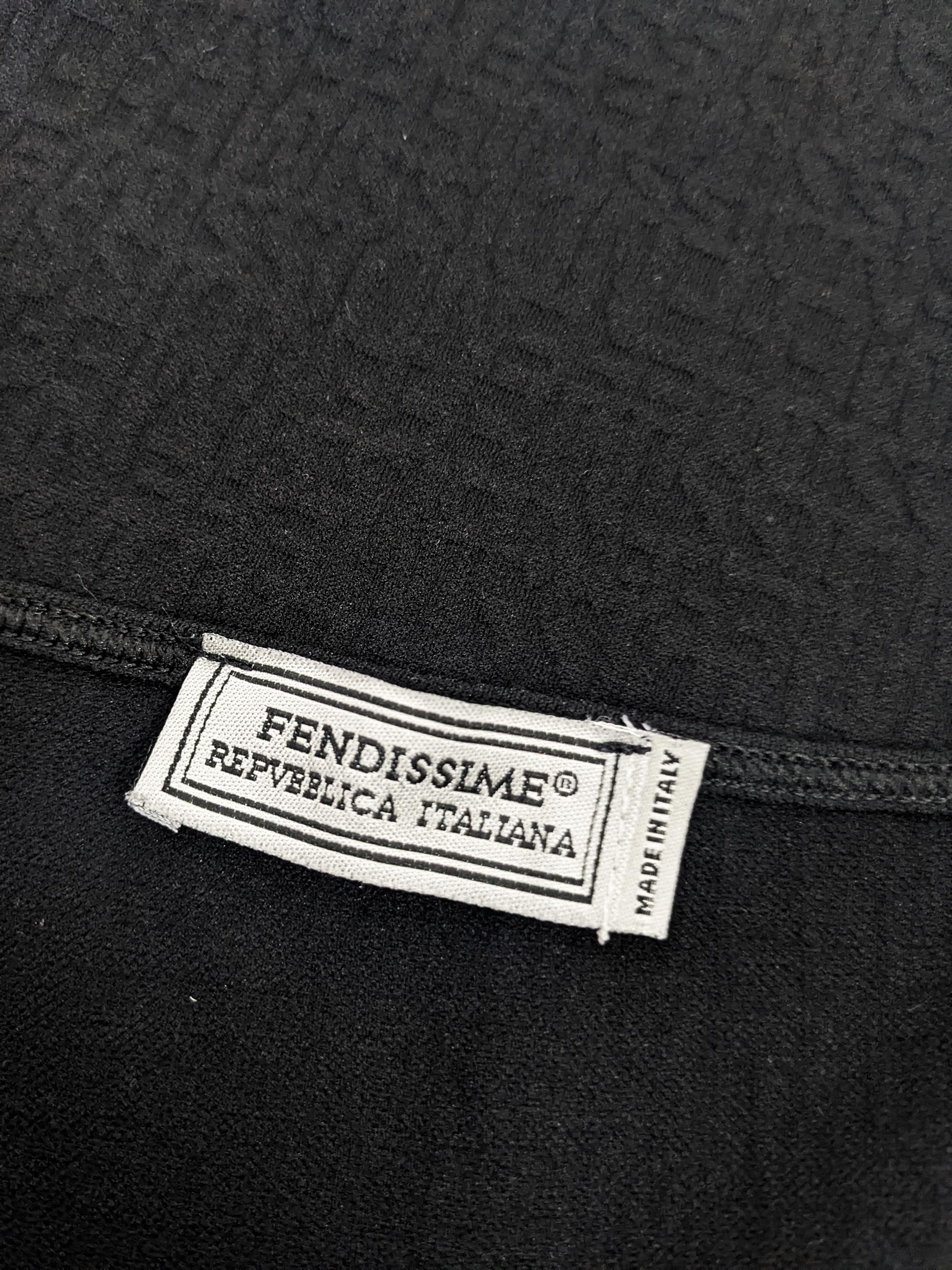 Fendi Vintage Fendissime Logo Pattern Simple Little Black Shift Dress, 1990s For Sale 6